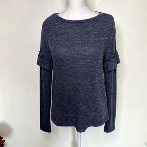 Workshop Republic Gray Ruffle Sleeve Sweater